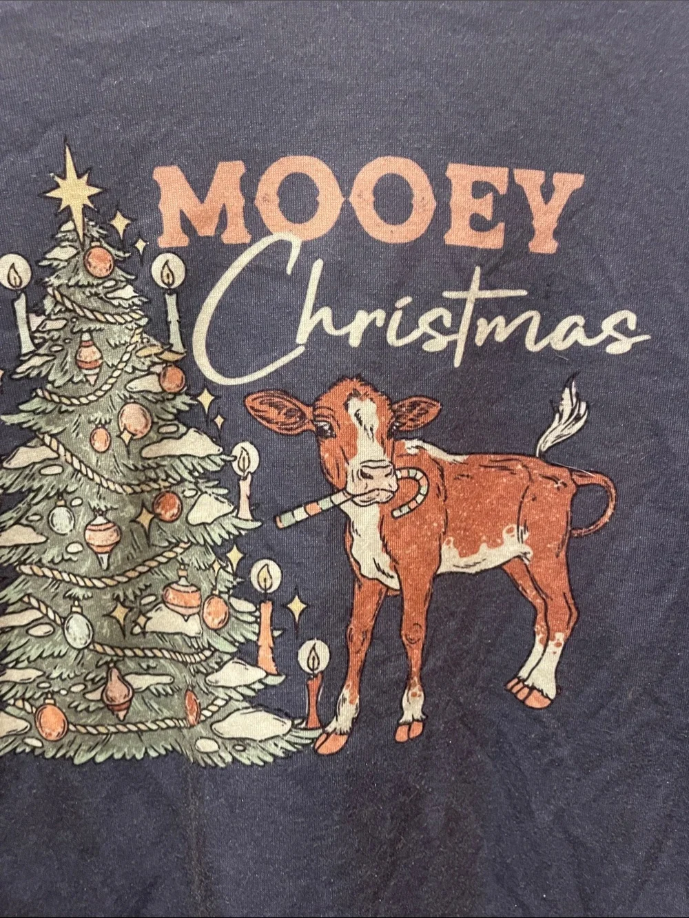 Kids 'Mooey Christmas' Long-Sleeve Tee - Slate Blue